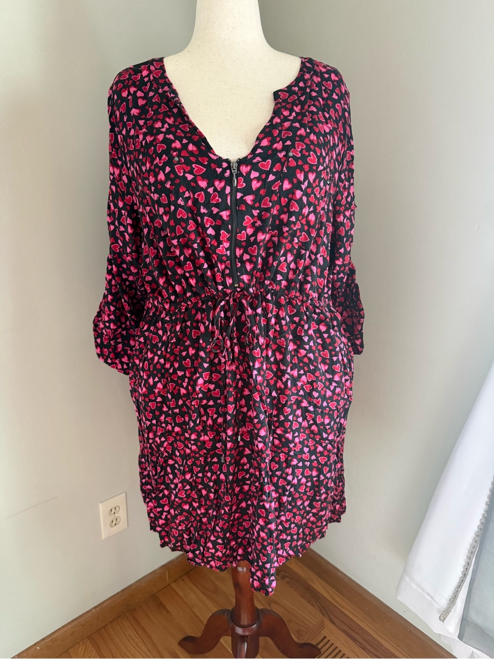 torrid Black Dress with Pink and Red Heart Print